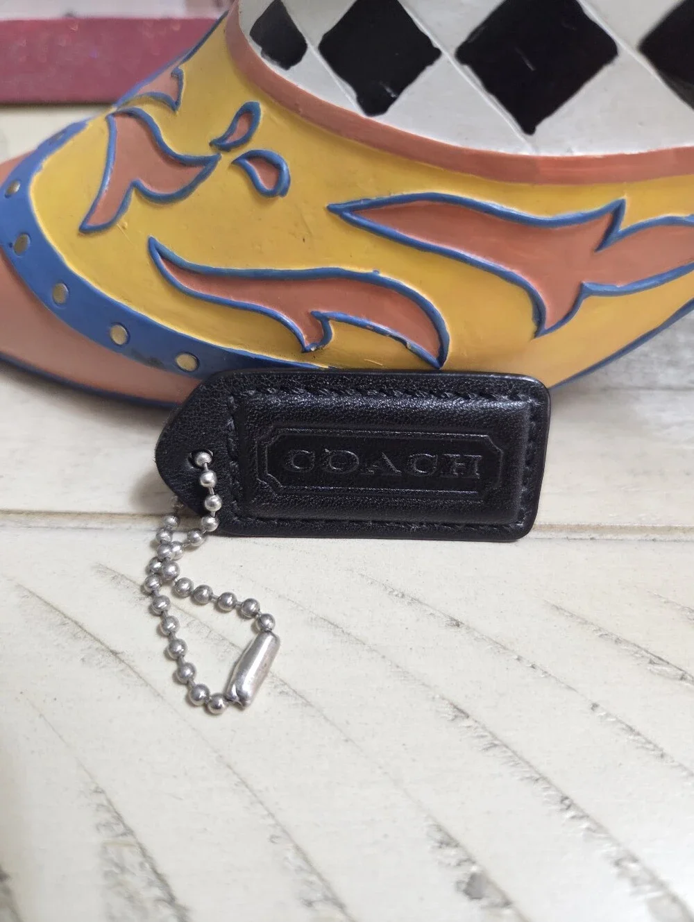 Coach Black Leather HangTag, EUC